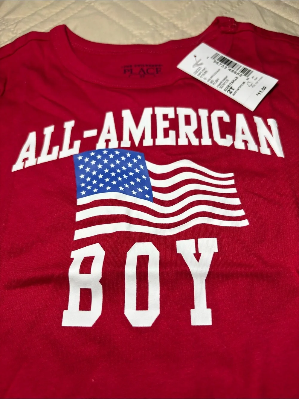 Children's Place 2T All-American Boy Red Tee